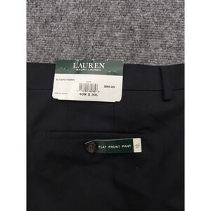 LRL RALPH LAUREN Pants Mens 40x30 Navy Blue Flat Front Wool Blend Dress Slacks